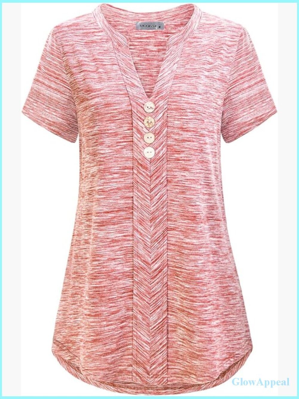 Notch Neck Short Sleeve Plaid Button Down Tunic Blouse T-Shirt Top